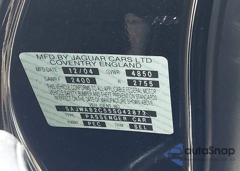 2005 Jaguar Xj Vanden Plas из США, поврежденный, VIN SAJWA82C55SG42873